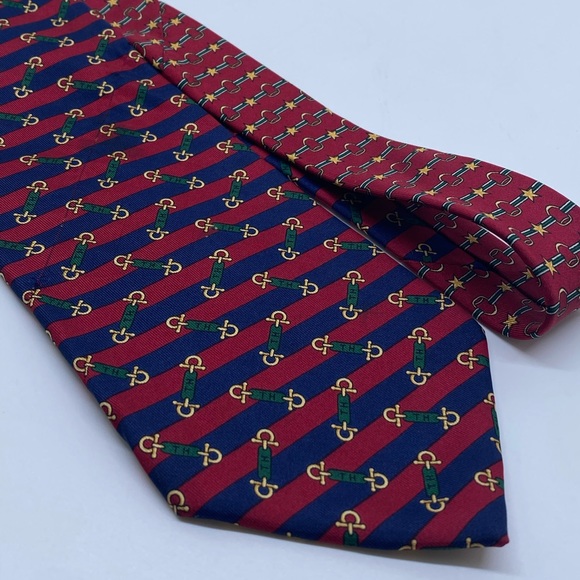 Tommy Hilfiger Italian Silk Imported Red Blue Neck Tie - Picture 6 of 14